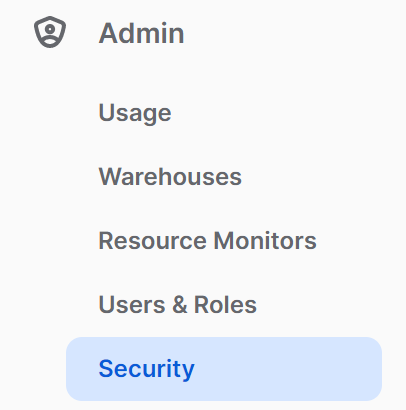 Snowflake Security Tab