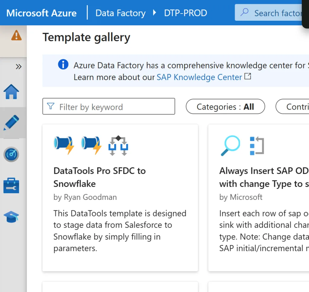 Azure DataFactory for Snowflake and Salesforce